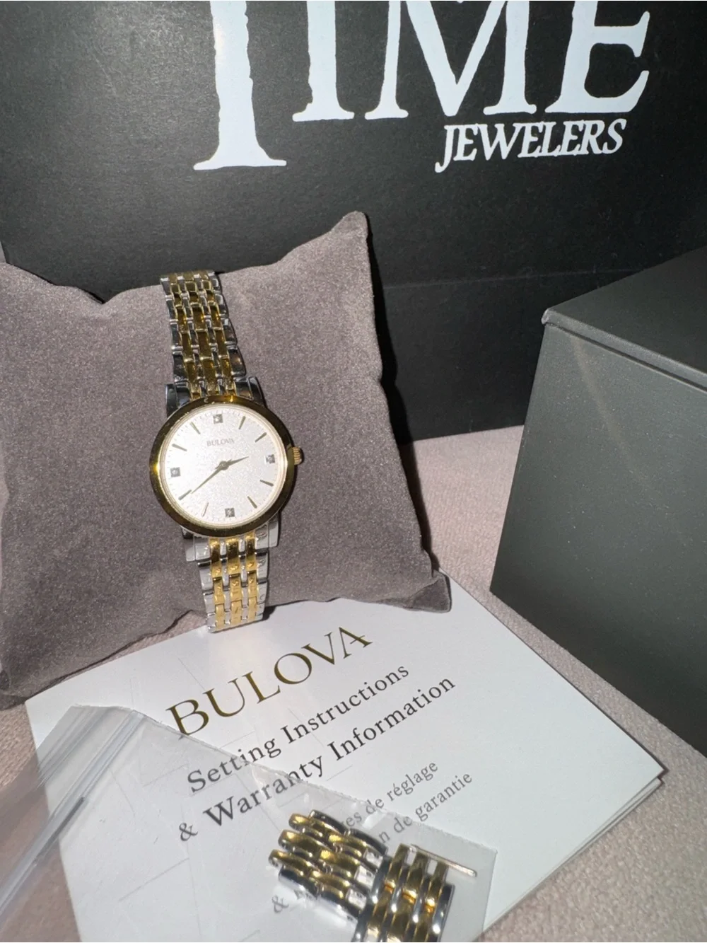 Bulova Two-Tone Gold and Silver Bracelet Watch with White Dial - Picture 3 of 4